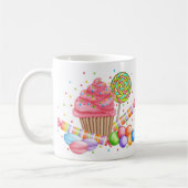 不思議の国のカップケーキキャンデーの棒つきキャンデーの菓子のタルト コーヒーマグカップ (左)