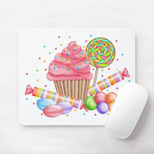 不思議の国のカップケーキキャンデーの棒つきキャンデーの菓子のタルト マウスパッド (マウス)
