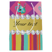 不思議の国のカラフルなアリスは縞で飾り、 ミディアムペーパーバッグ (正面)