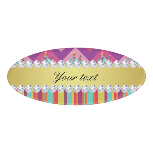 不思議の国のカラフルなアリスは縞で飾り、 名札 (正面)