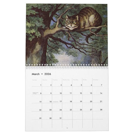 不思議の国のカレンダーの2016媒体アリス カレンダー (3月 2026)