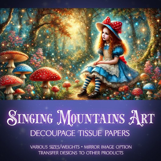 不思議の国のキノコの森の切り離しアリス 薄葉紙