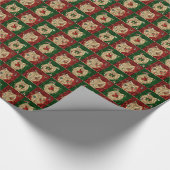 不思議の国のクリスマス緑/赤のカーテンのアリス ラッピングペーパー (角)
