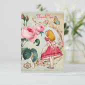 不思議の国のコラージュのアリスはベビーシャワー感謝していしています サンキューカード (スタンド正面)