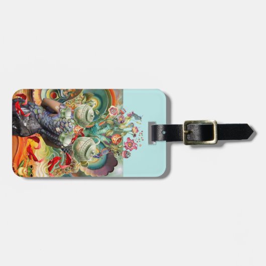 不思議の国のコラージュのアリスは、名前を加え、連絡します ラゲッジタグ (正面横)