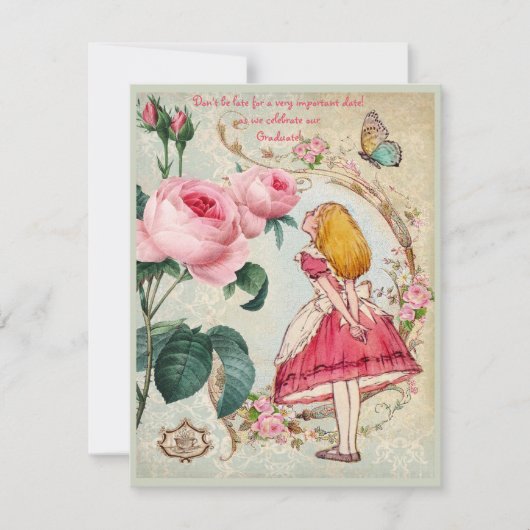 不思議の国のコラージュの卒業パーティーのアリス 招待状 (正面)