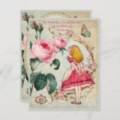 不思議の国のコラージュの卒業パーティーのアリス 招待状 (正面/裏面)