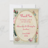 不思議の国のコラージュの結婚式のアリスは感謝していしています サンキューカード (裏面)