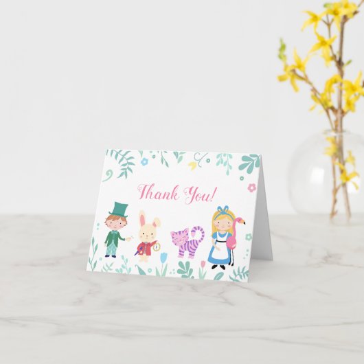 不思議の国のサンキューカードのアリス カード (黄色い花)