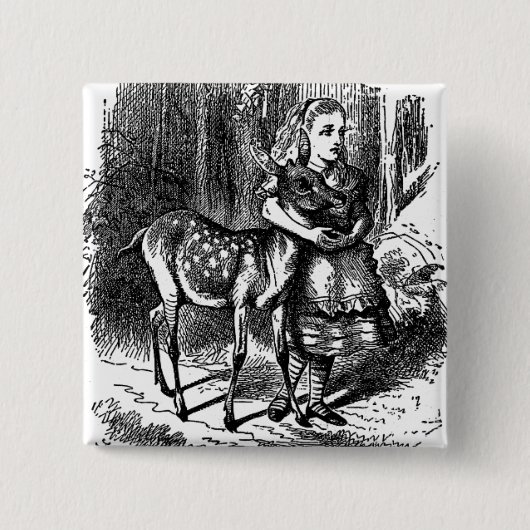 不思議の国のシカの子鹿のbambiのプリントのヴィンテージアリス 缶バッジ (正面)