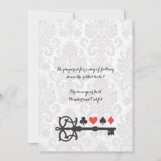 不思議の国のダマスク織のベビーシャワーの招待のアリス 招待状 (裏面)
