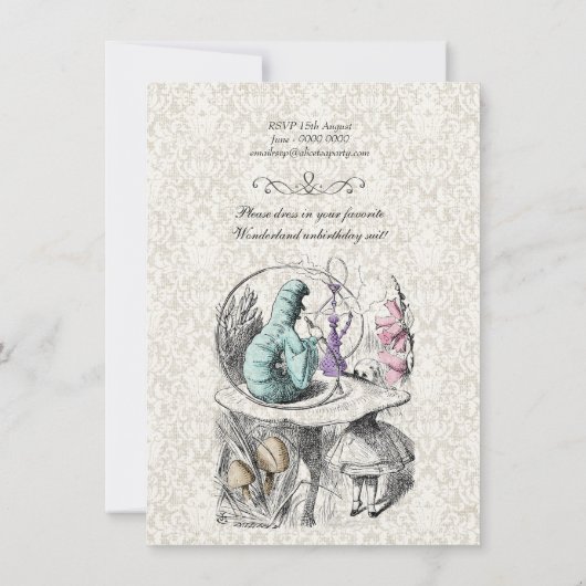 不思議の国のチェシャー猫のお茶会の招待のアリス 招待状 (裏面)