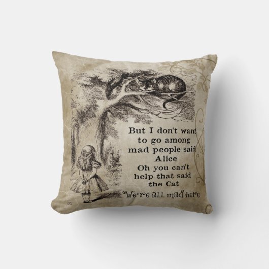 不思議の国のチェシャー猫のヴィンテージアリス クッション (正面)