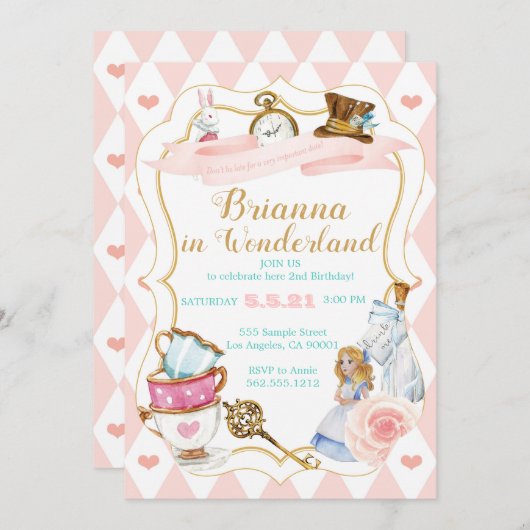 不思議の国のティーパーティー 招待状 (正面/裏面)