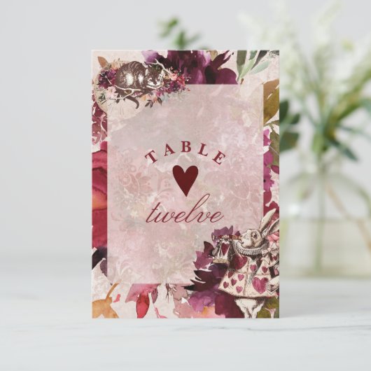 不思議の国のテーブル結婚の番号のアリス 招待状 (スタンド正面)