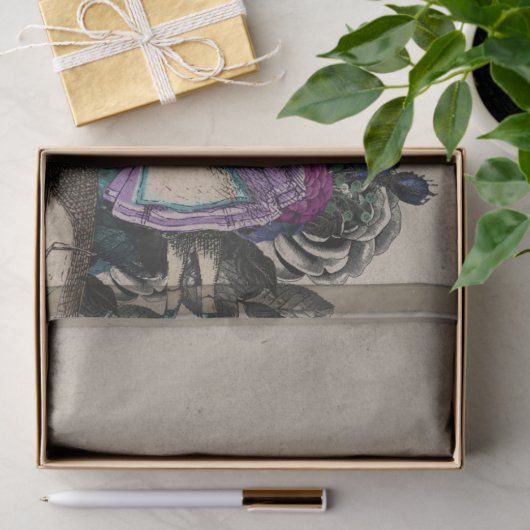 不思議の国のデコパージュの紫色の毛虫アリス 薄葉紙 (ギフト)