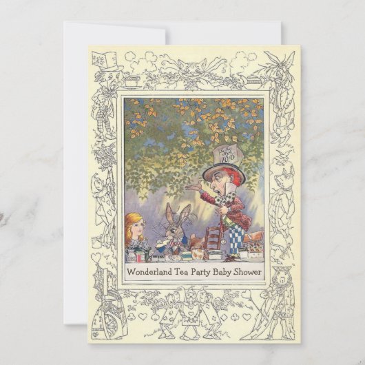 不思議の国のハッターのワンダーランド・ティーパーティー・ベイビーシャワー 招待状 (正面)