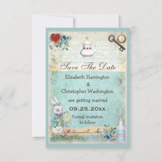 不思議の国のハット氏の奇想天外な結婚式 保存日付 セーブザデート (裏面)