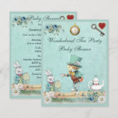 不思議の国のハット王子のティーパーティー ベビーシャワー 招待状 (正面/裏面)
