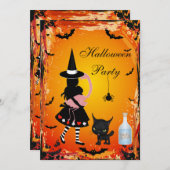 不思議の国のハローウィンパーティの招待のアリス 招待状 (正面/裏面)