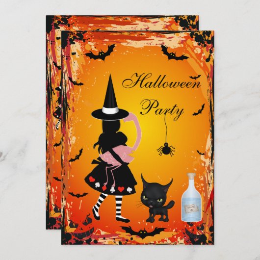 不思議の国のハローウィンパーティの招待のアリス 招待状 (正面/裏面)