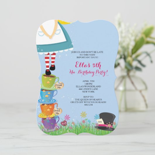 不思議の国のバースデーパーティ招待状のアリス 招待状 (スタンド正面)