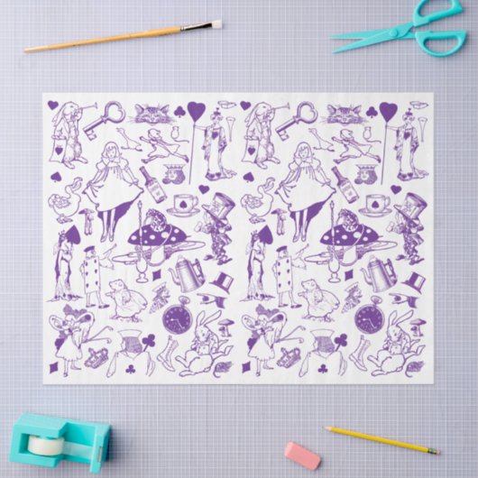 不思議の国のパタンの切り離しの童話アリス 薄葉紙 (クラフト)