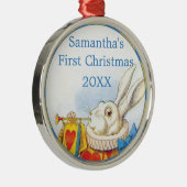 不思議の国のパーソナライズな初めてのクリスマスのアリス メタルオーナメント (右)