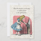 不思議の国のピンクのフラミンゴの誕生会のアリス 招待状 (正面)