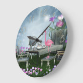 不思議の国のフラミンゴのお茶会 ラージ壁時計 (傾斜)