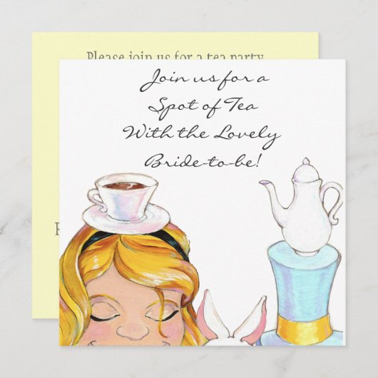 不思議の国のブライダルまたはベビーシャワーの招待のアリス 招待状 (正面/裏面)