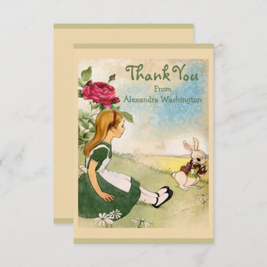 不思議の国のブライダルシャワーのアリスは感謝していしています サンキューカード (正面/裏面)