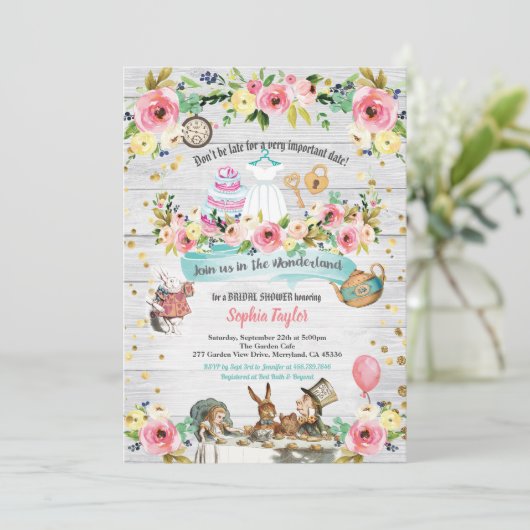 不思議の国のブライダルシャワーのアリス 招待状 (スタンド正面)
