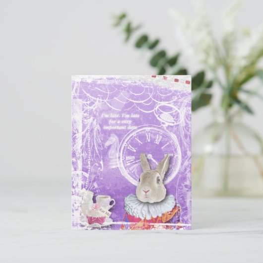 不思議の国のブライダルシャワーのコラージュのかわいいアリス 招待状 (スタンド正面)