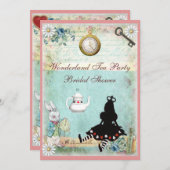 不思議の国のブライダルシャワーのプリンセスアリス 招待状 (正面/裏面)
