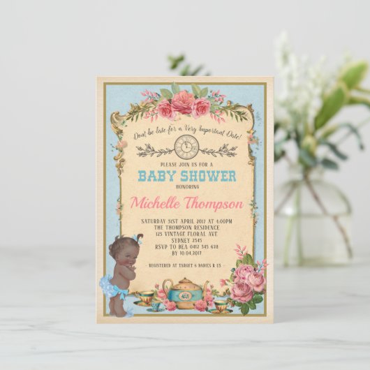 不思議の国のベビーの茶のアフリカ系アメリカ人のアリス 招待状 (スタンド正面)