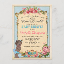 不思議の国のベビーの茶のアフリカ系アメリカ人のアリス 招待状