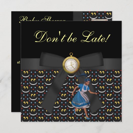 不思議の国のベビーシャワーのお茶会の招待のアリス 招待状 (正面/裏面)