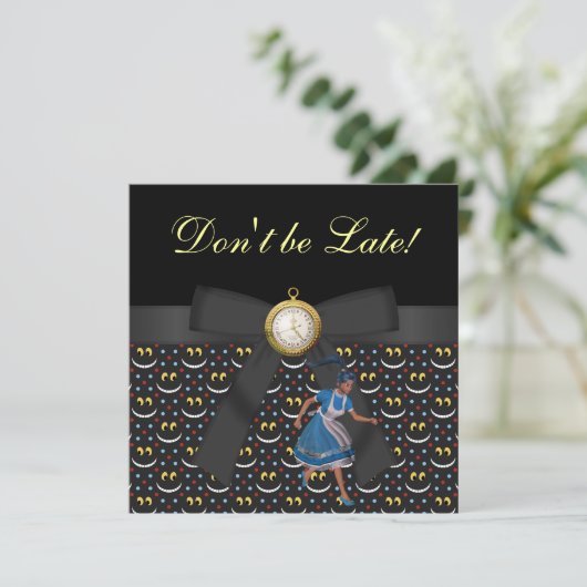 不思議の国のベビーシャワーのお茶会の招待のアリス 招待状 (スタンド正面)