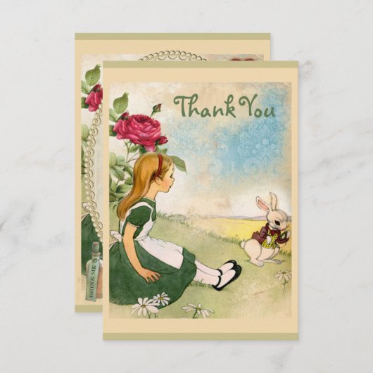 不思議の国のベビーシャワーのアリスは感謝していしています サンキューカード (正面/裏面)