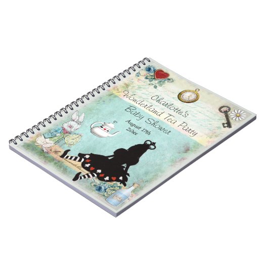 不思議の国のベビーシャワーのゲストブックのプリンセスアリス ノートブック (左側)