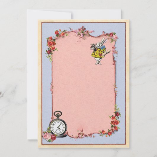 不思議の国のベビーシャワーのティーポットの招待状のアリス 招待状 (裏面)