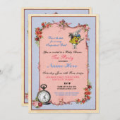 不思議の国のベビーシャワーのティーポットの招待状のアリス 招待状 (正面/裏面)