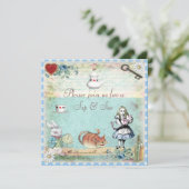 不思議の国のベビーシャワーのヴィンテージアリスをすすって下さい及び見て下さい 招待状 (スタンド正面)