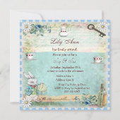 不思議の国のベビーシャワーのヴィンテージアリスをすすって下さい及び見て下さい 招待状 (裏面)