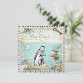 不思議の国のベビーシャワーのヴィンテージアリスをすすって下さい及び見て下さい 招待状 (スタンド正面)