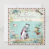 不思議の国のベビーシャワーのヴィンテージアリスをすすって下さい及び見て下さい 招待状 (正面)