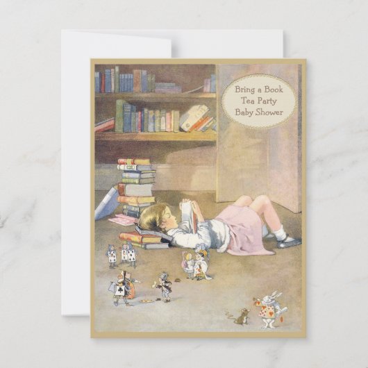 不思議の国のベビーシャワーの本アリスを持って来て下さい 招待状 (正面)