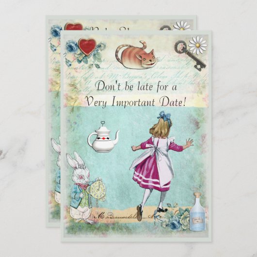 不思議の国のベビーシャワーアリスは遅くないです 招待状 (正面/裏面)