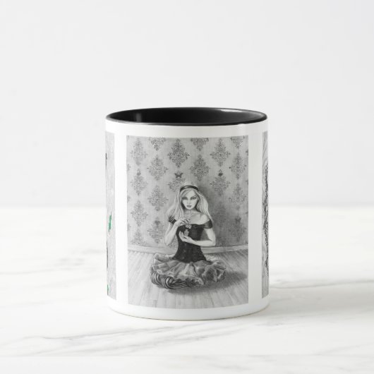 不思議の国のマグの3月のノウサギの白のウサギのアリス マグカップ (中央)